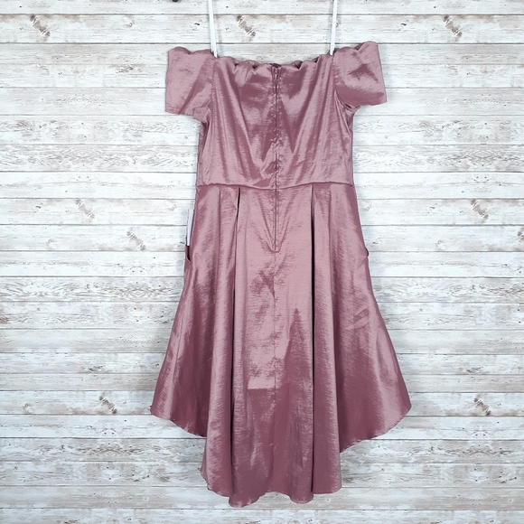 B. Darlin Scalloped Off Shoulder Dress Sz 15/16 Mauve 907 - Picture 4 of 6